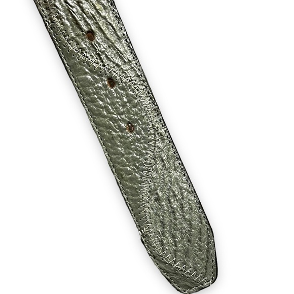 Nocona Belt Makers Collection Leather Belt Textured Curvy Top Stitching Size 32 - Picture 5 of 8